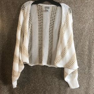 Chico’s striped tan & white dolman sleeves sweater